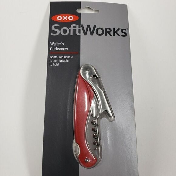OXO Red Waiter’s Corkscrew With Contoured Handle NEW - Picture 1 of 2